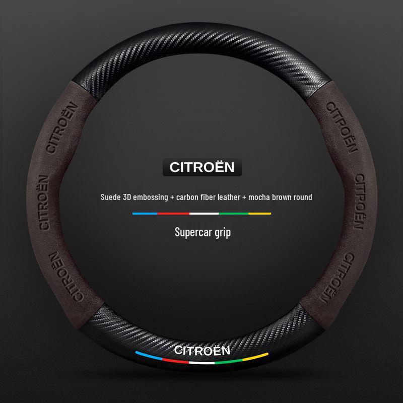 Universal Non-Slip Suede Steering Wheel Cover for Citroen: All-Season, Breathable Design for Men and Women