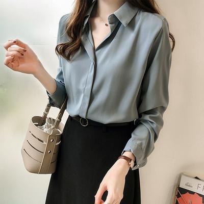 Spring and Autumn New Versatile Korean Solid Color Shirt Long Sleeve Loose Shirt for Women