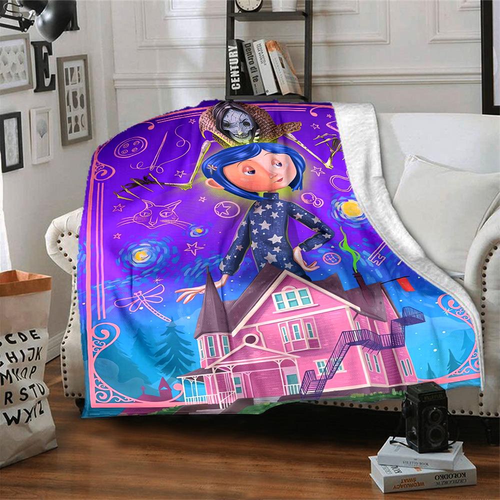 Whimsical Nighttime Adventure Flannel Blanket Super Soft Warm Cozy Blanket For Sofa Bed Office Travel Allseason Home Decor Gift