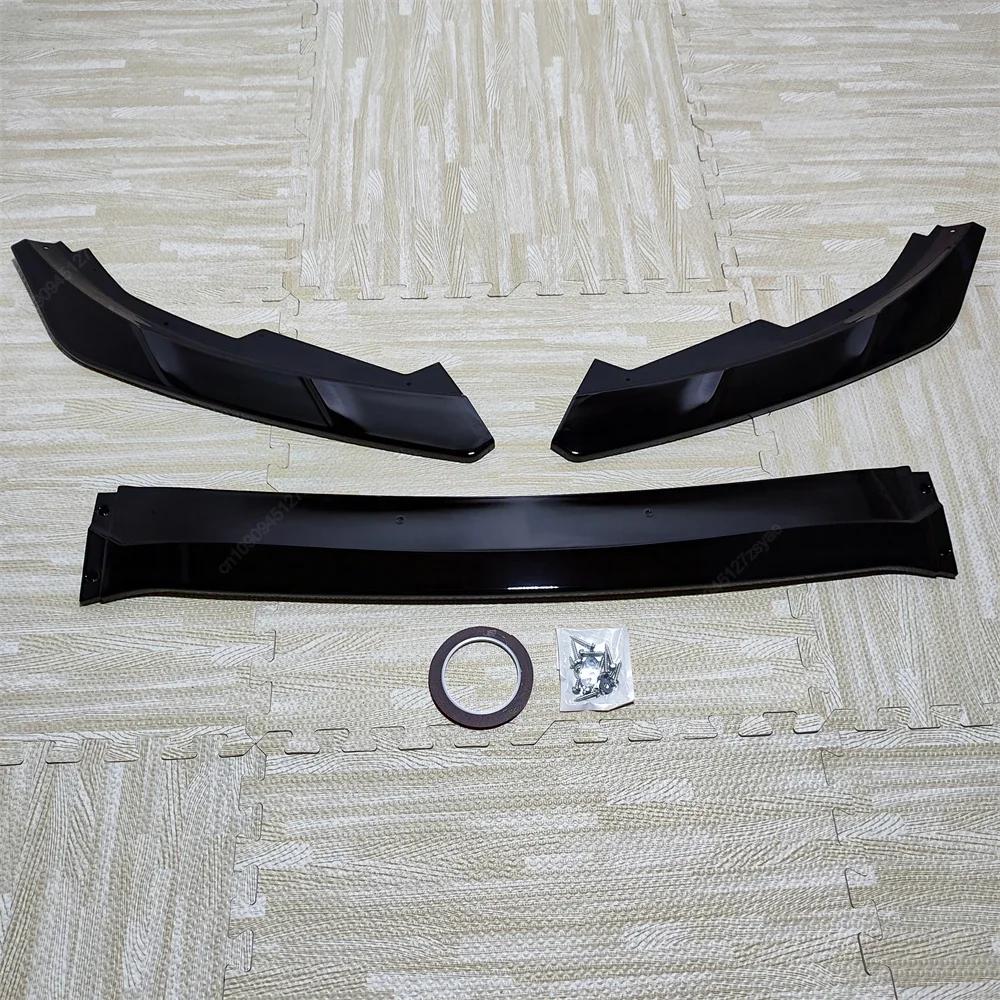 3PCS Car Front Bumper Lip Spoiler Splitter Diffuser For Ford Focus MK4 ST Line 2019-2025 Pre-LCI Bodykits Tuning Gloss Black ABS