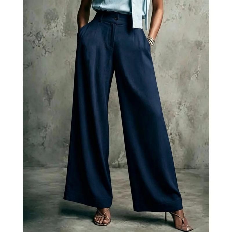 New Style Women's Solid-color Wide-leg High-waist Loose-fitting Slimming Casual Pants