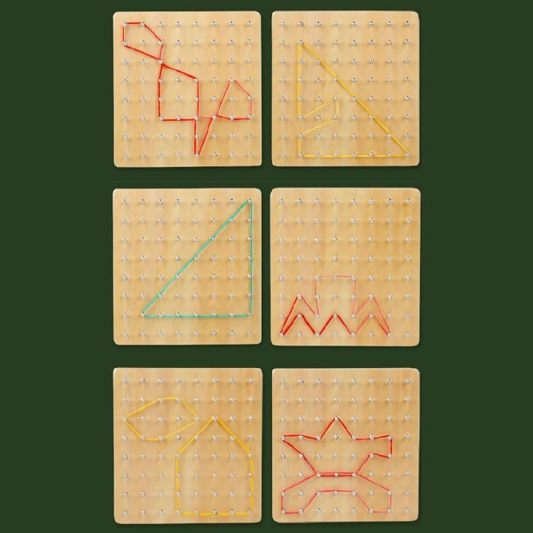 Fun Educational Toy With Wooden Geoboard And Elastic Rubber Bands for Kid Fine Motor Skills Logical Thinking Development