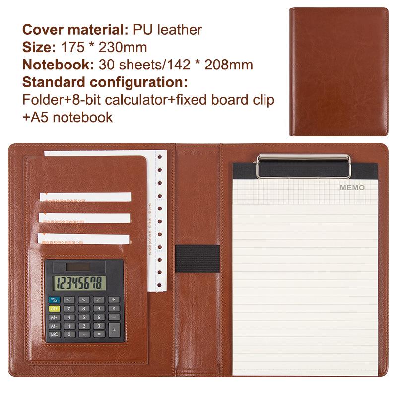 

Многофункциональный портфель формата А4/А5 из ПУ кожи для организации документов, сумка на молнии с калькулятором, ручками, блокнотом для записей, портфель для офиса