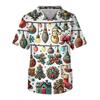 Men's Short Sleeve V-Neck Christmas Print Chest Pocket Care Top