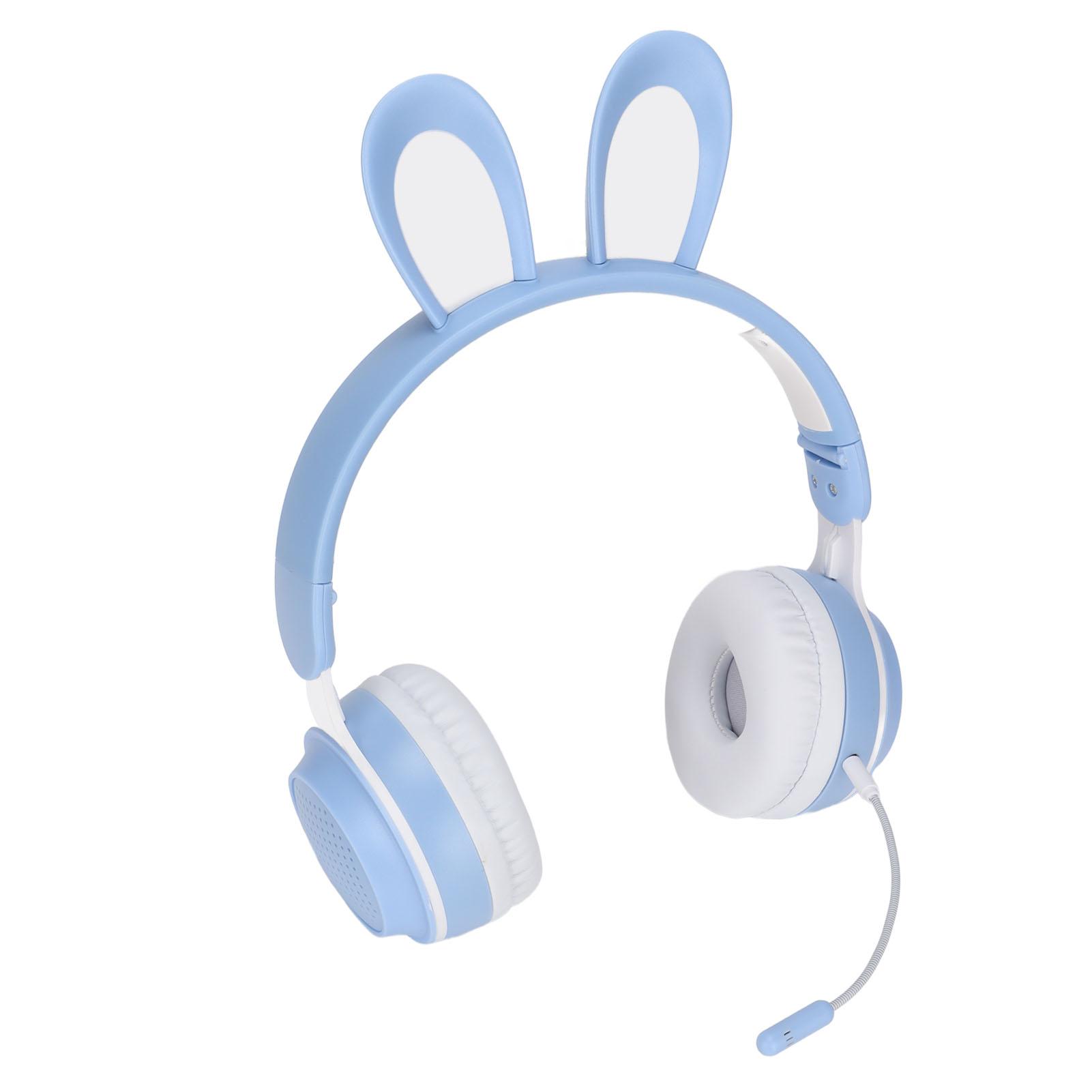

Наушники Rabbit Ear Bluetooth 5.0 складные детские беспроводные гарнитуры со светодиодной подсветкой для ПК синий
