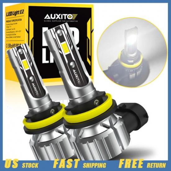 AUXITO White LED H8/H9/H11 Headlight E2 Series Bulbs High Beam Kit Bright EXV