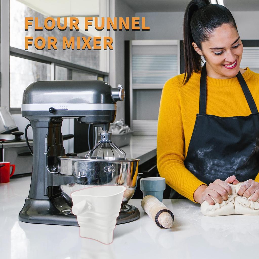 Flour Funnel For Stand Mixer Flour Sugar Pouring Funnel Stand Mixer Attachment For Oil Jam Egg Liquid Water Canning Cooking