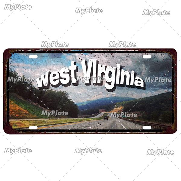 [MyPlate]Vintage America State USA City Licenses Plate Metal Sign Tin Sign Poster Plaque Decor Bar Pub Club Home Wall Decoration