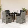 Vidaxl 5-Cz. Garden Furniture Set With Cushions, Grey, PE Rattan