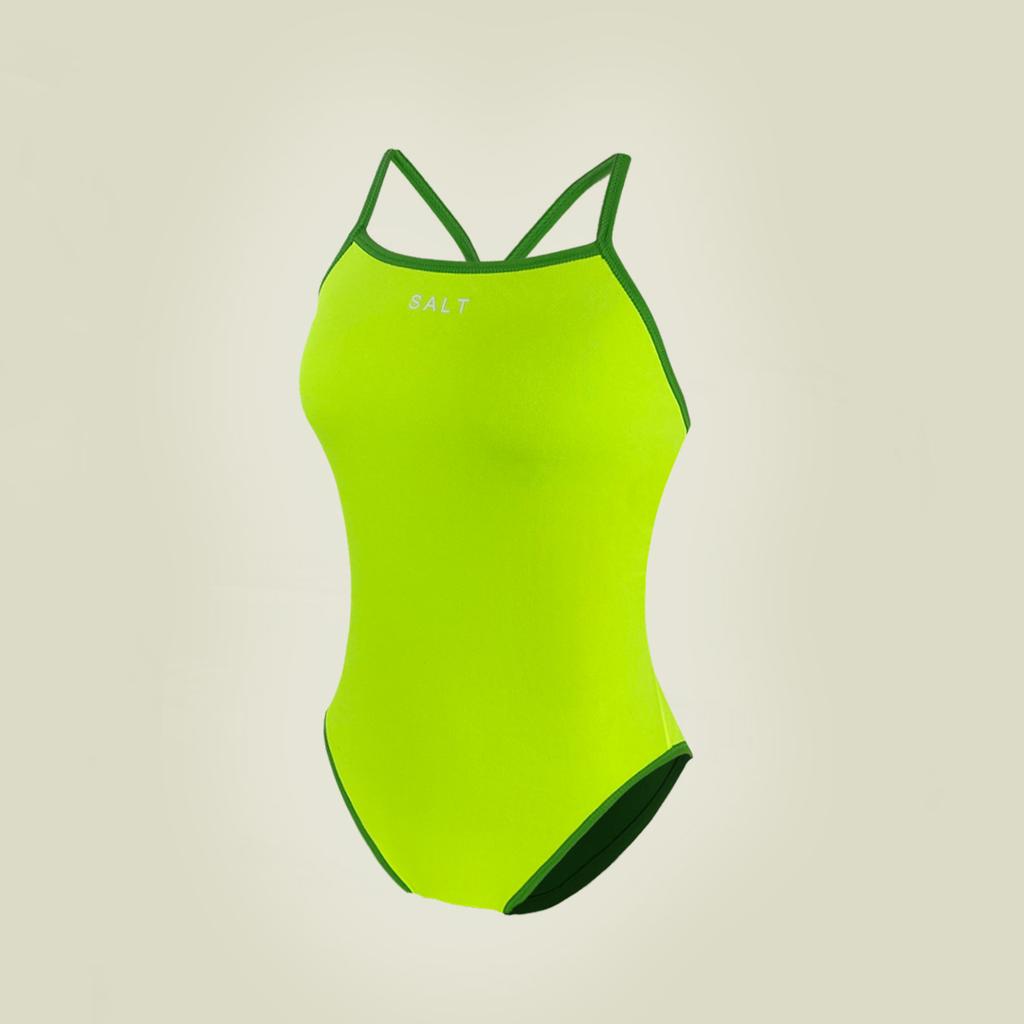 Solteu Green Women'S One-Piece Reversible Single-Back Swimsuit