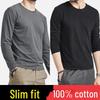 Men's Slim Fit Cotton Long Sleeve Base Layer Top for Autumn/Winter