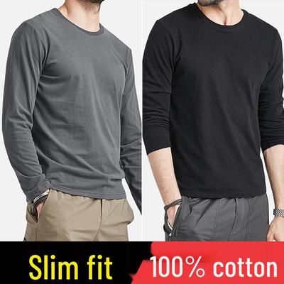 Ανδρική Μπλούζα Βασικής Στρώσης Slim Fit Βαμβακερή Μακρυμάνικη για Φθινόπωρο/Χειμώνα