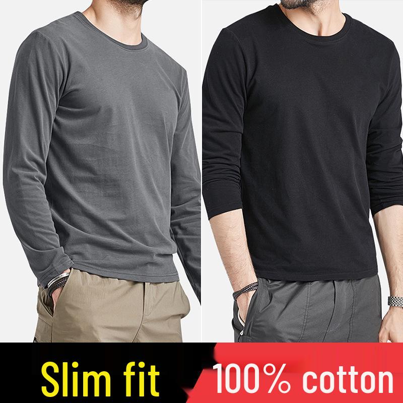 Men's Slim Fit Cotton Long Sleeve Base Layer Top for Autumn/Winter