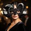 Adult Masquerade Ball Masque Feather Masque, Halloween Half Face Vintage Venetian Party Cosplay Costume Props Eye for Carnival Costume, Mardi