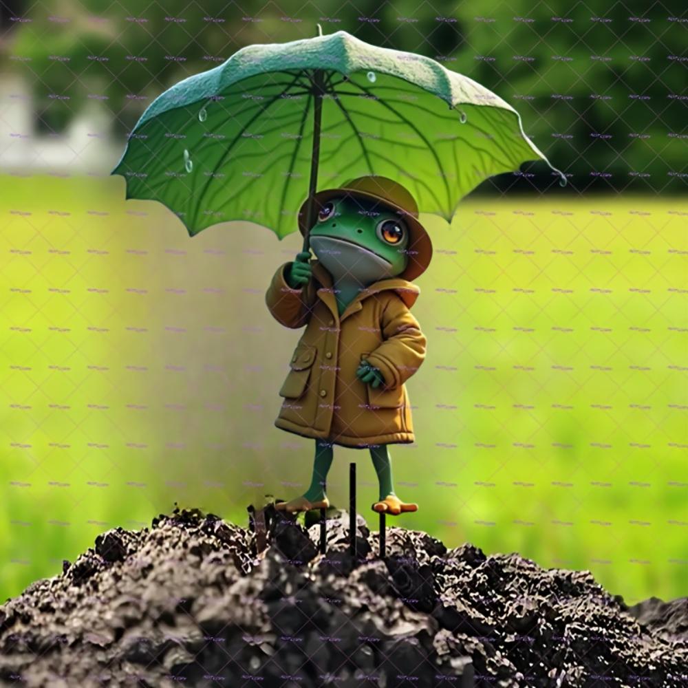 2D ploché akrylové roztomilé žabí zahradní logo s deštníkem, dekorace květináče, venkovní zahradní umění, dárky k Vánocům, Dni učitelů, Dni díkůvzdání a Novému roku