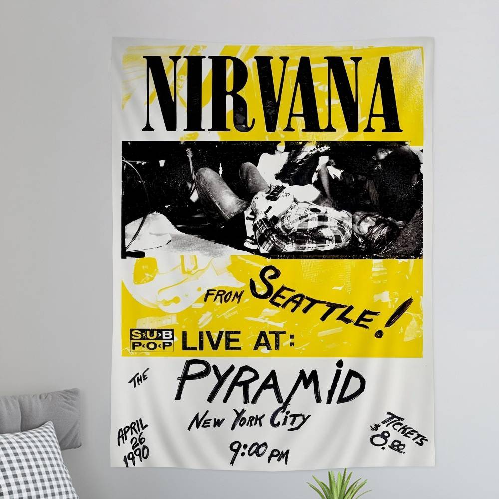 ANNirvanaRock Band Printed Large Wall Tapestry Art Science Fiction Room Home Decor Decor Blanket