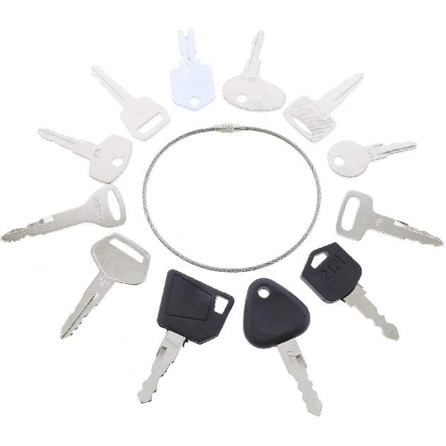 Solarhome 12 Forklift Key Set Forklift Keys Master Set Ignition Key Set For Yale Cat Clark Komatsu Doosan Nissan Hyster JCB Volvo Tornado Mitsubishi