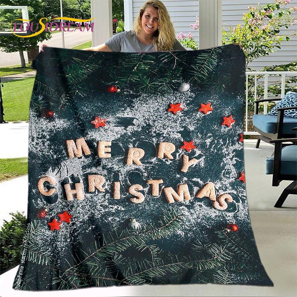 Frohe Weihnachten Neujahr Cartoon-Decke, Flanelldecke, Überwurfdecke, weiche warme Decke für Wohnzimmer, Schlafzimmer, Betten, Sofa, Geschenk