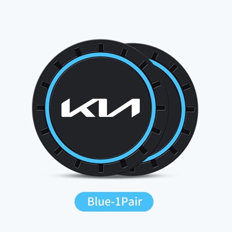 BXZE2 For KIA 2Pcs Car Coaster Water Cup Bottle Holder Mat Anti-slip Pad Rio K5 K2 Sportage Ceed Sorento Picanto Stinger Soul