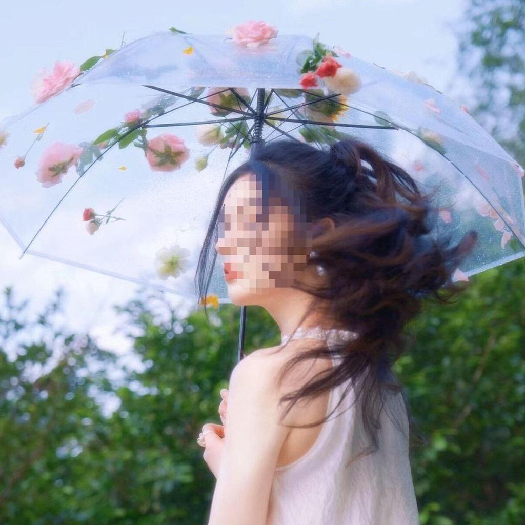 Çocuklar ve Yetişkinler İçin Orijinal Bahar Çiçekli Şemsiye - Hanfu Fotoğrafçılığı ve Podyumlar İçin İdeal.