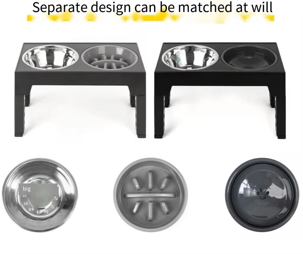 Adjustable Stainless Steel Pet Bowls Lovely Portable Dog Cat Feeders Replaceable Slower Feeder Float Water Bowl Elevated Stand