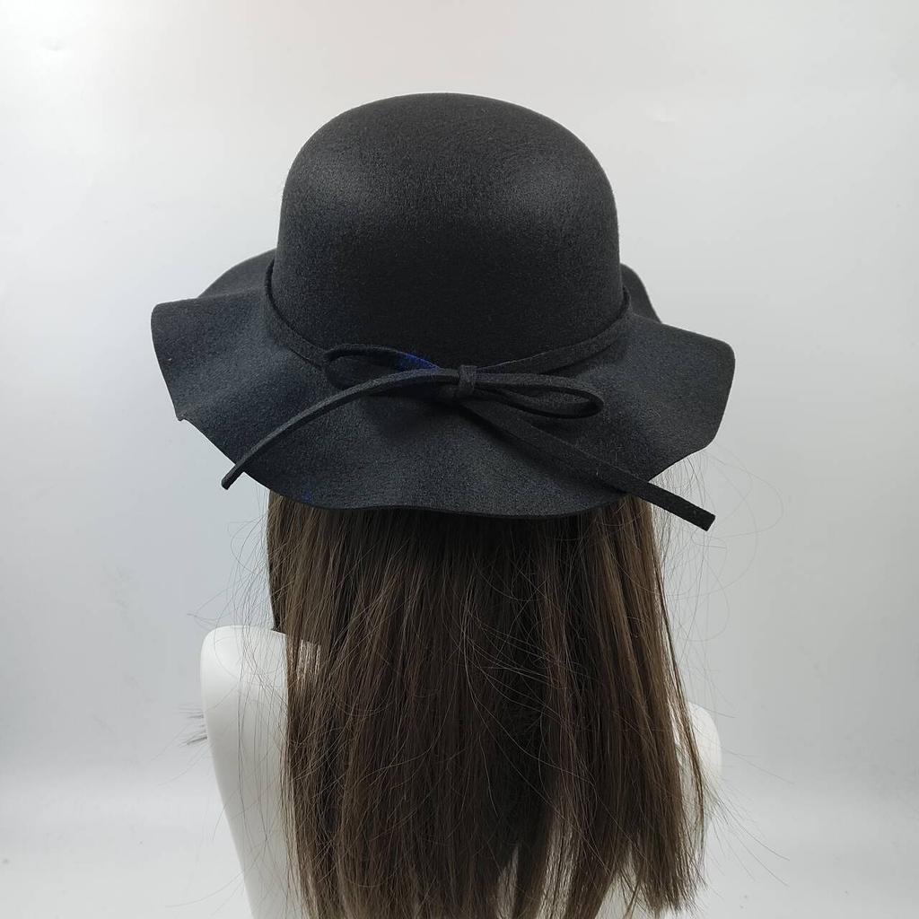 NEW Fedora Hat Women's Autumn Wave Curled English Retro Versatile Fisherman Hat Fashion Hepburn Woolen Top Hat