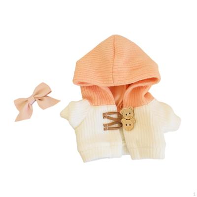 2 Pieces Dolls Hoodie Coat and Bow Hairpin for 20cm Boy Children's Gifts