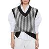 Loose Knitted Vest Sweater Women Sleeveless Thick Vintage Sweater Vest Female Waistcoat Chic Tops  Houndstooth Women Clothing