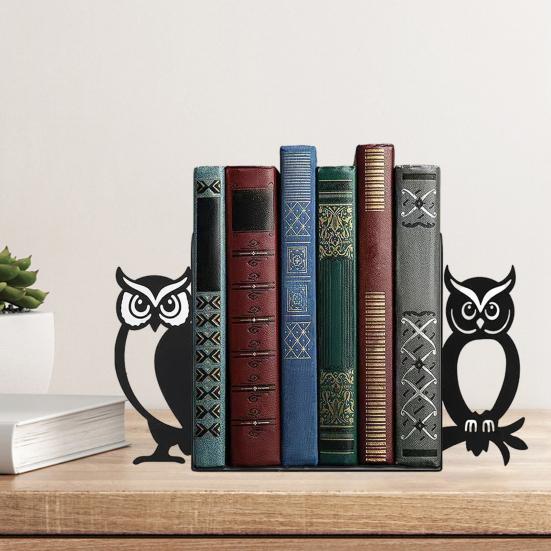 1 Pair Cute Cat-Shaped Bookends Decorative Wooden Book Stoppers for Shelves Desks Corner Shelf Organizer Adorable Home Office Decor Gift for Cat