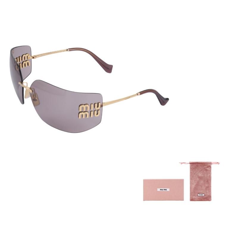 MIU MIU Logo-Detail Quadratische Sonnenbrille Damen Sonnenbrille Gold SMU54YS5AK06I