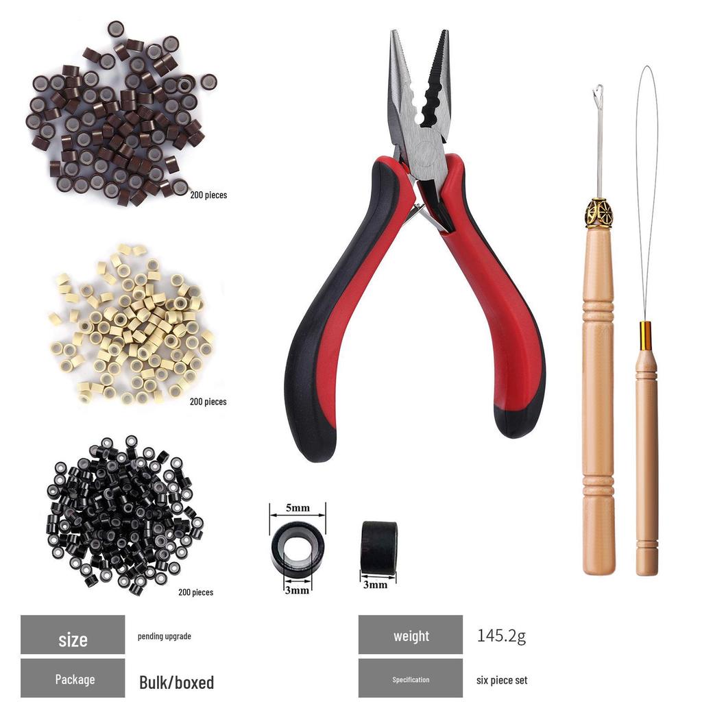 Seamless Hair Extension Silicone Clips & Bent Nose Pliers Set - Wig Accessories