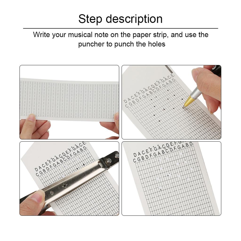Hand Crank Music Box Movement with Hole Puncher and 20 Papar Tapes,   30 Note, Create Melody by Punching Holes, Compose New Tapes with Paper Strips 