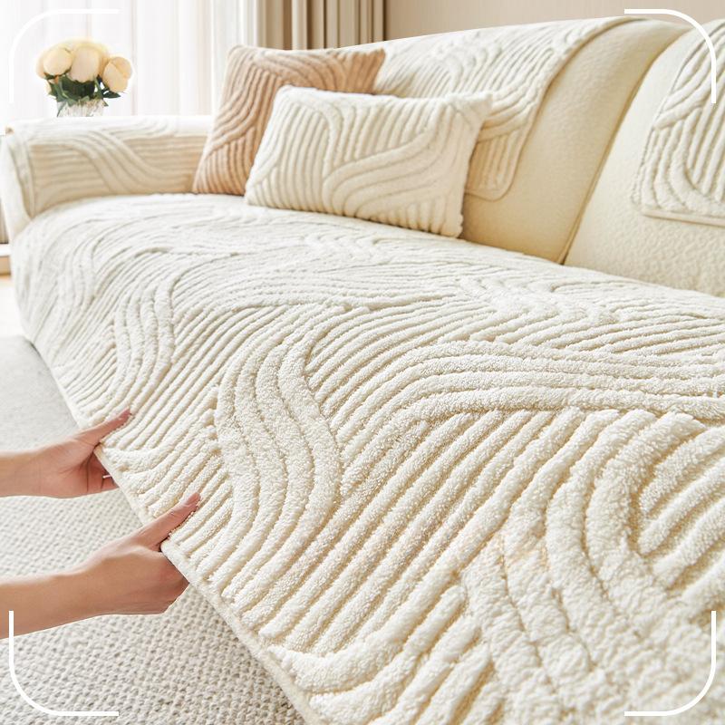 Winter Einfarbig Sofabezug Dick Rutschfest Dreidimensional Plüsch Sofa Handtuch Heimdekoration Sofa Rückenlehne Armlehne Bezug Tuch Couchkissen