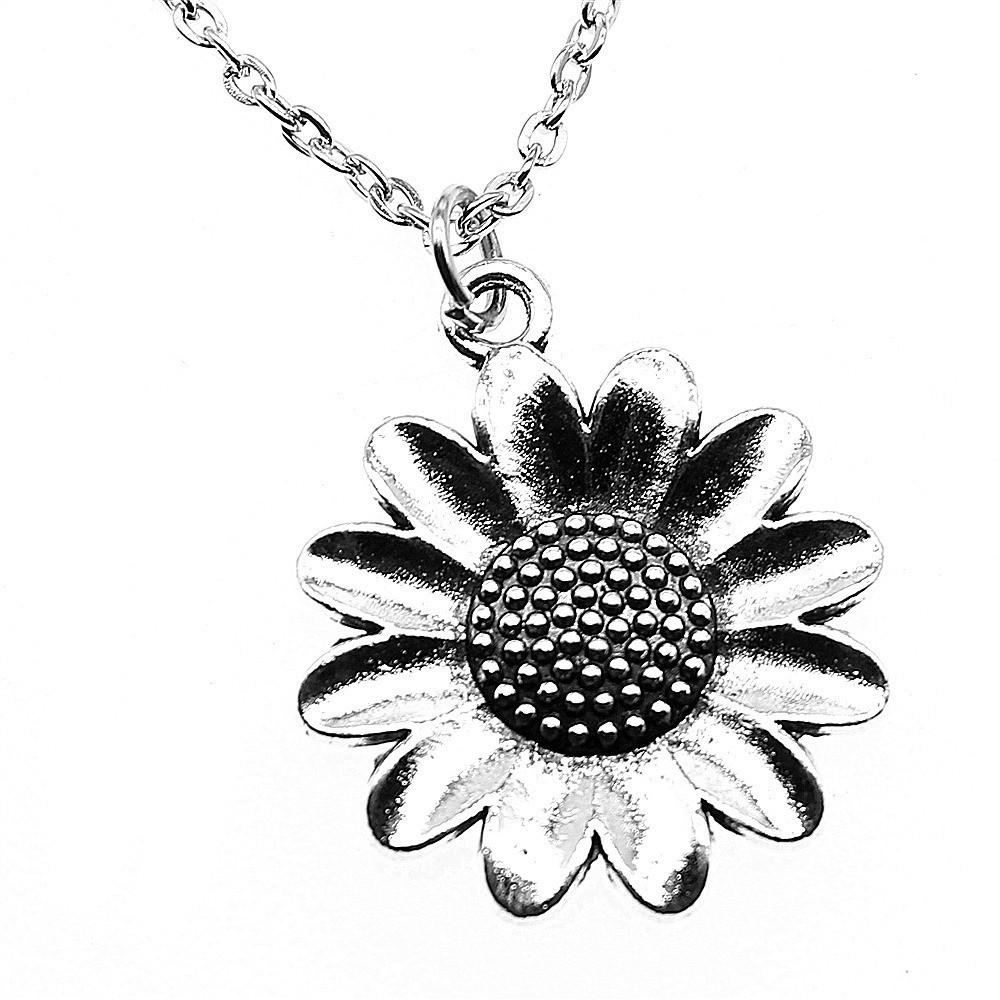 Vintage Rose Flower Charm Necklace Tree Of Life Pendant Antique Jewelry 43cm Chain