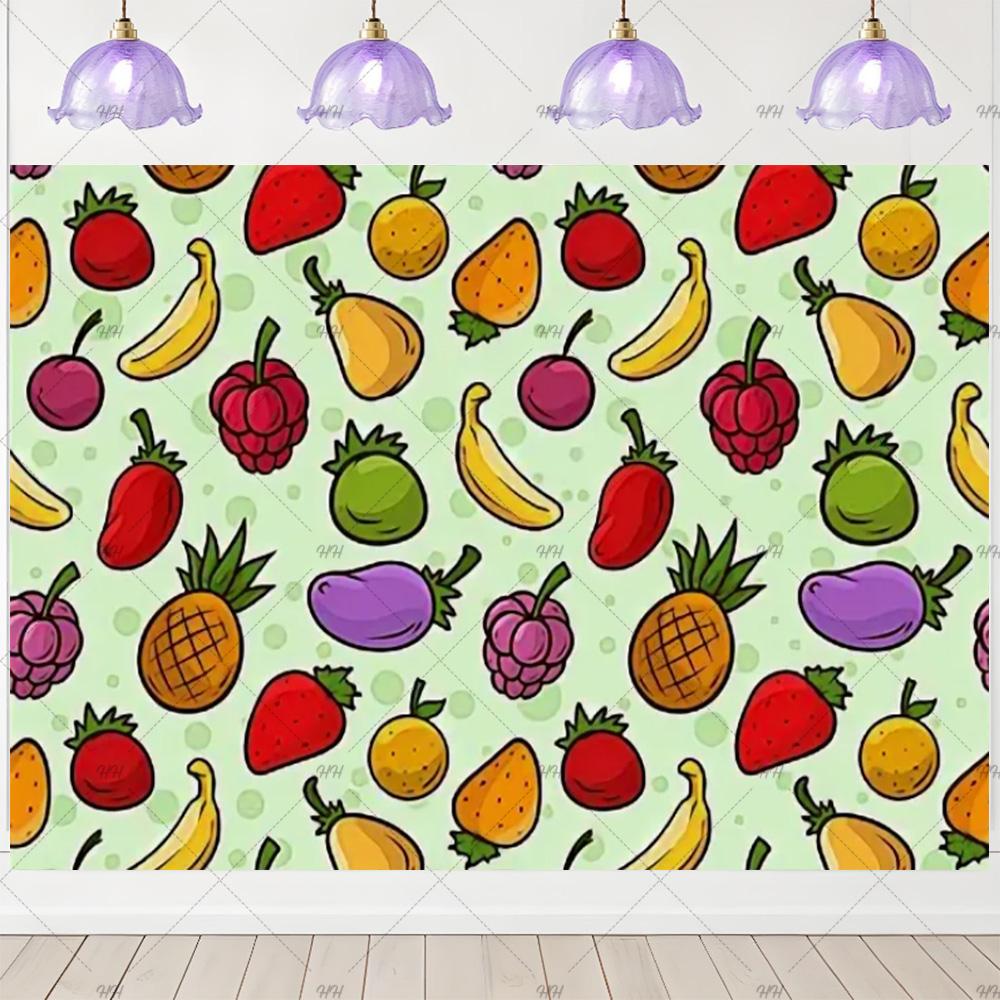 Delicious Fruits Theme Birthday Party Decoration Background Multicolored Colorful Backdrop Portrait Photozone Studio Prop Banner 120X90CM