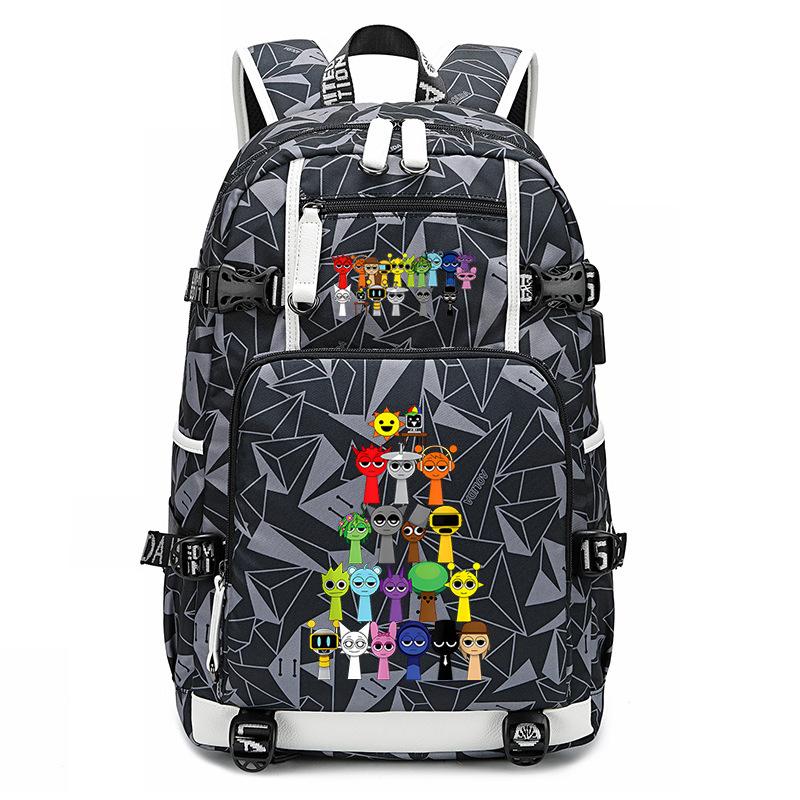 Sprunki Music Box Game School Bag Cute Cartoon Printing Trend College Style Large Capacity Backpack
