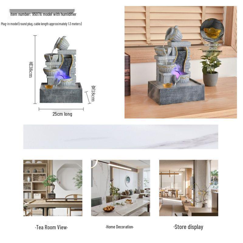 Popular Resin Water Feature: Small Zen Desktop Fountain for Wealth and Tranquility