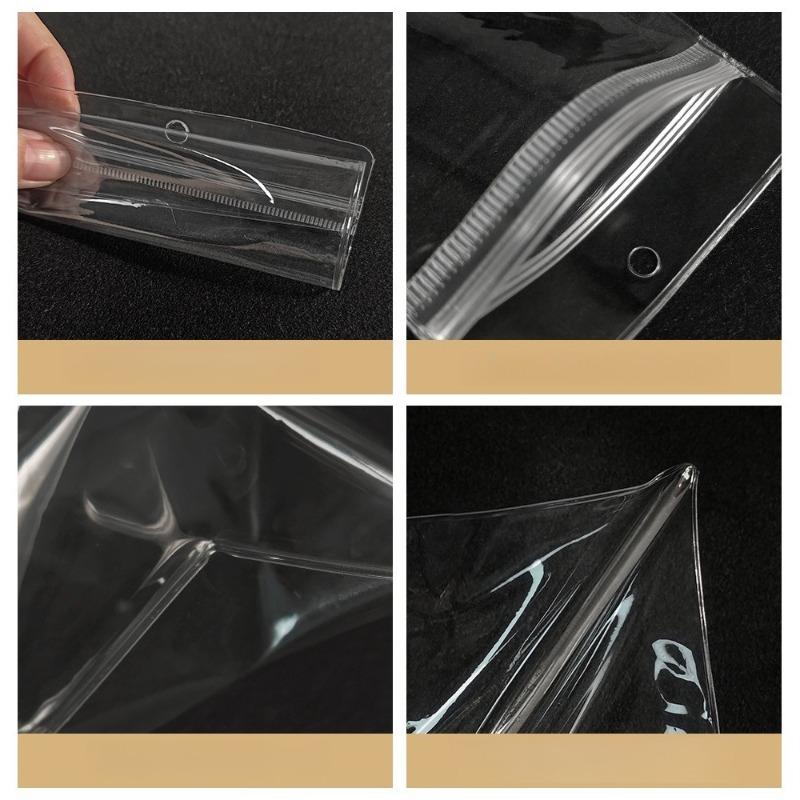 100pcs PVC Self Sealing Bag Thicken Highly Transparent and Scratch Resistant Plastic Pouchs Jewelry Brooch Bracelet Storage Packaging Pockets