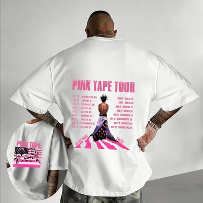 Rapper Lil Uzi Vert 2023 Koncertné turné Pink Tape Grafické tričko Pánske Hip-hop Letná potlač 100% čistá bavlna Krátky rukáv