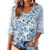 Camicetta da Donna con Scollo a V e Stampa Floreale Leggera per Primavera ed Estate
