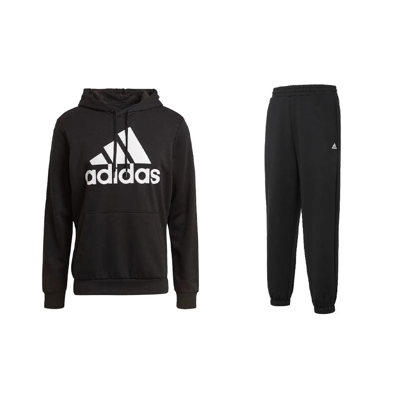 

Adidas Толстовка с капюшоном и длинными рукавами, эластичные манжеты, штаны, комплект из толстовок унисекс, черный GK9540+IV7603 XS