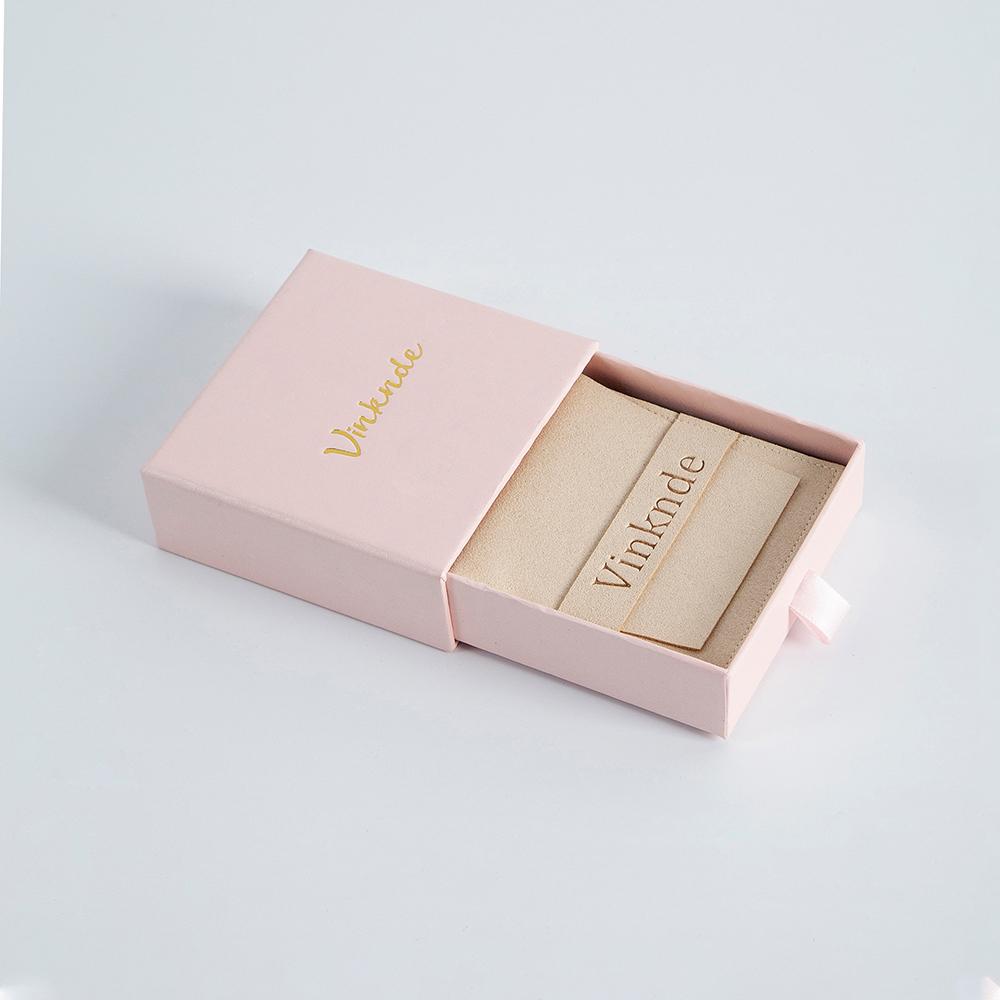 24/50/100Sets Custom Logo 9x9x2.5cm Jewelry Drawer Box 8x8cm Microfiber Strip Bags Can Debossed Logo For Earrings Rings Necklace