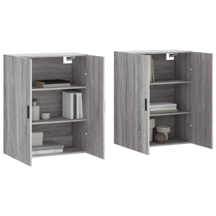 VidaXL Armoires murales 2 pcs sonoma gris 69,5x34x90 cm 3195641