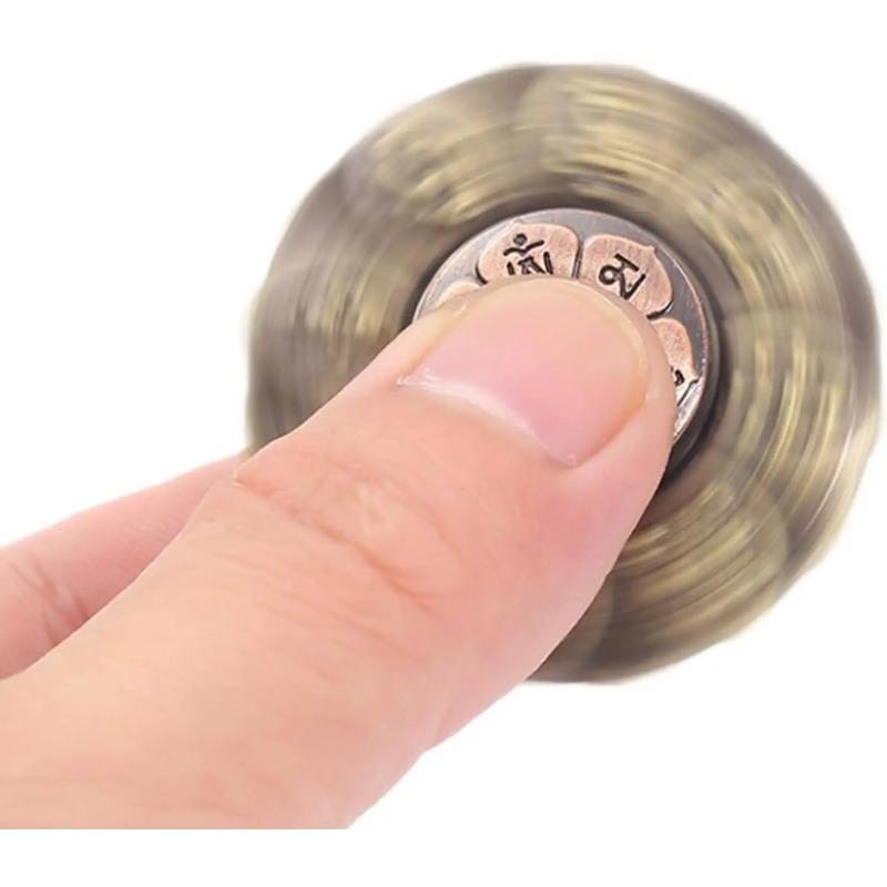 Buddhistischer Lotus Meditations Fidget Spinner, Stressabbauwerkzeug, Antik-Kupfer-Finish mit Glückssymbolen