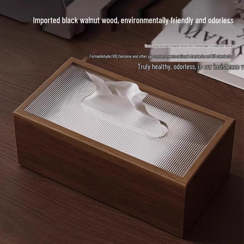 Elegant Wooden Tissue Box for Living Room - New Chinese Style
