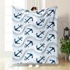 Nautical Anchor Pattern Blanket Design Patterned Flannel Blanket Perfect for the Bedroom Living Room, Sofa, or a Little Nap