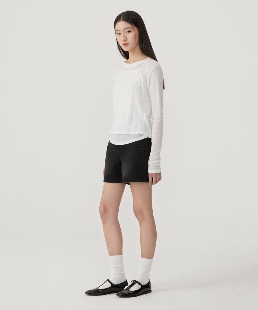 COVERNAT WOMAN Sheer Layered Long Sleeve White