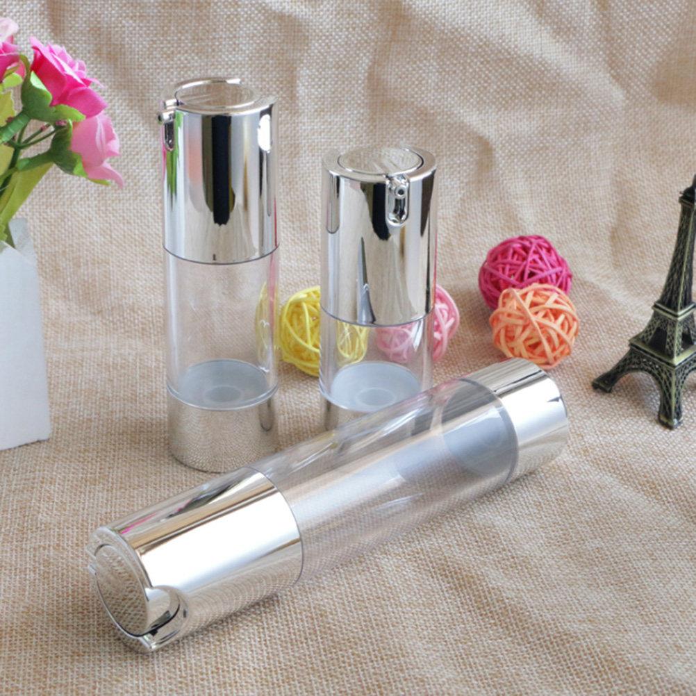 50Ml Transparent Silver Airless Pump Bottle for Foundation Cream Lotion Serum Emulsion Travel Refill Dispenser Bacteria