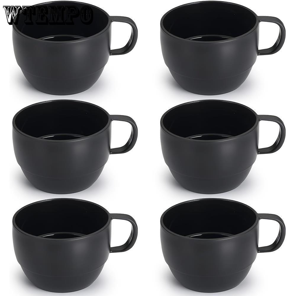 6 ks Kávové hrnky Kávové šálky 12oz Odolné Lehké Plastové Hrnky pro Domov Venkovní Piknik Kempování Narozeninový Dárek Stohovatelné Kávové Hrnky Plastový Šálek