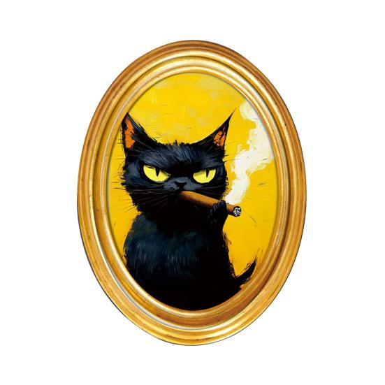 1/3/6Pcs Toast Avocado Cat Refrigerator Magnet with Oval Wooden Frame Kitten Fridge Magnet Home Kitchen Office Decoration Animal Lover Gift